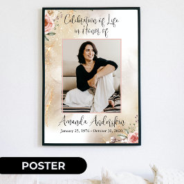 Viering van Life Peach en Gold begrafenis Poster
