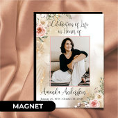 Viering van Life Peach en Gold overlijdensbericht Magnetische Uitnodiging
