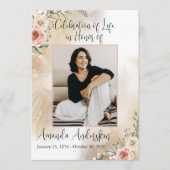 Viering van Life Peach en Gold overlijdensbericht Programmakaart (Voorkant)