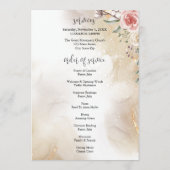 Viering van Life Peach & Gold Order of Service Programmakaart (Achterkant)