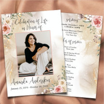 Viering van Life Peach & Gold Order of Service