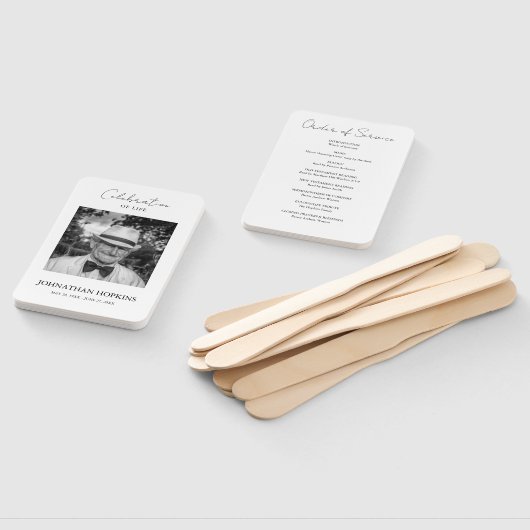 Viering van Life Photo Funeral Order of Service Handwaaier (Niet-gemonteerd)