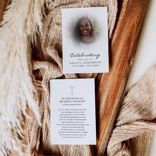 Viering van Life Photo Funeral Prayer Card Notitiekaartje