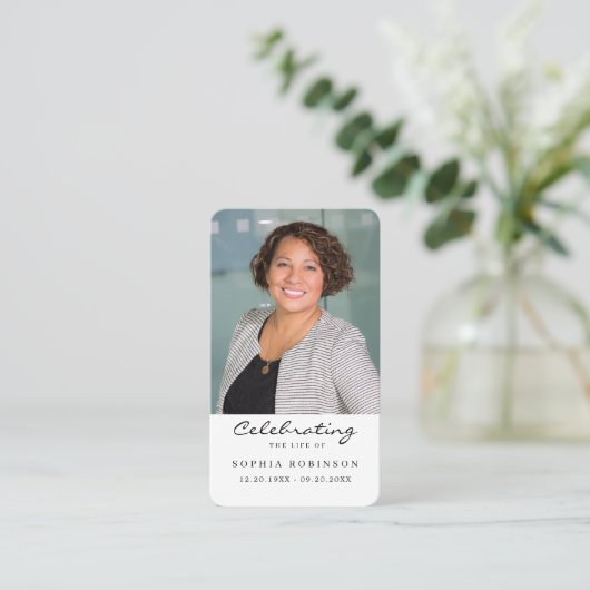 Viering van Life Photo Funeral Prayer Card Visitekaartje (Staand voorkant)