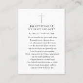 Viering van Life Photo Funeral Prayer Card Visitekaartje (Achterkant)