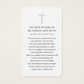 Viering van Life Photo Funeral Prayer Card Visitekaartje (Achterkant)