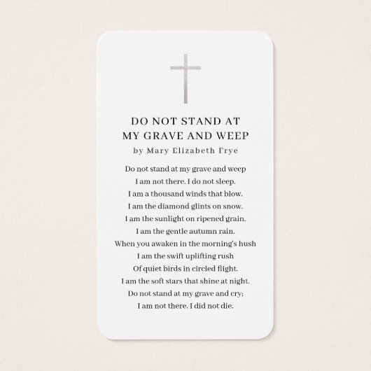 Viering van Life Photo Funeral Prayer Card Visitekaartje (Achterkant)