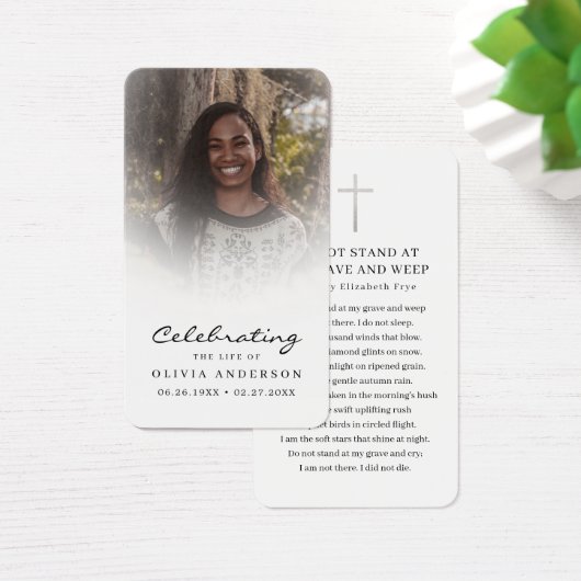 Viering van Life Photo Funeral Prayer Card Visitekaartje (Bureau)