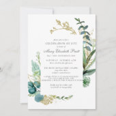 Viering van Life Rustic Blauwgroen Blue Botanical Kaart (Voorkant)