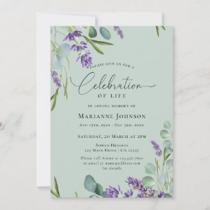 Viering van Life Sage Green Lavendel Floral Kaart