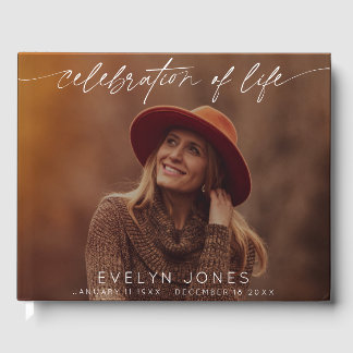 Viering van Life Script begrafenisfoto Gastenboek