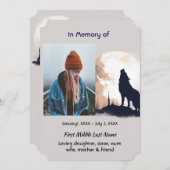 Viering van Life Service Lone Wolf Howling Kaart (Voorkant / Achterkant)