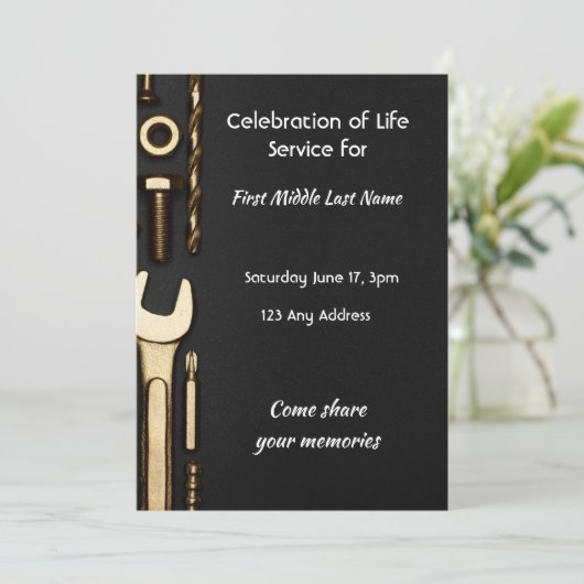 Viering van Life Service Nodig werktuigbouwkundige Kaart (Staand voorkant)