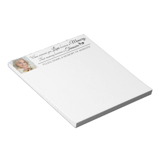 Viering van Life Share A Memory Quote Foto Notitieblok (Schuin)