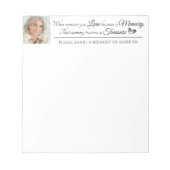 Viering van Life Share A Memory Quote Foto Notitieblok (Voorkant)