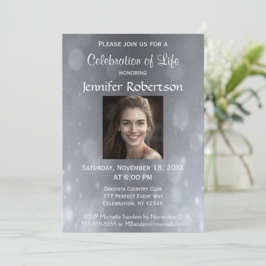 Viering van Life - Silver Invitation Kaart (Staand voorkant)