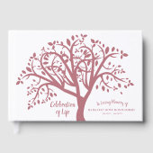 Viering van Life Tree Modern roze script Gastenboek (Voorkant)