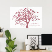 Viering van Life Tree Modern roze script Poster (Thuiskantoor)
