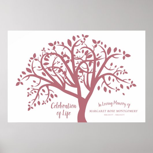 Viering van Life Tree Modern roze script Poster (Voorkant)