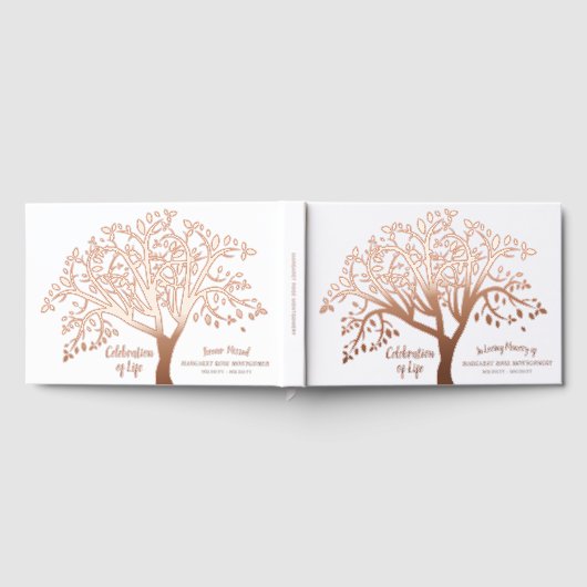 Viering van Life Tree Modern Script Gastenboek (Volledig)