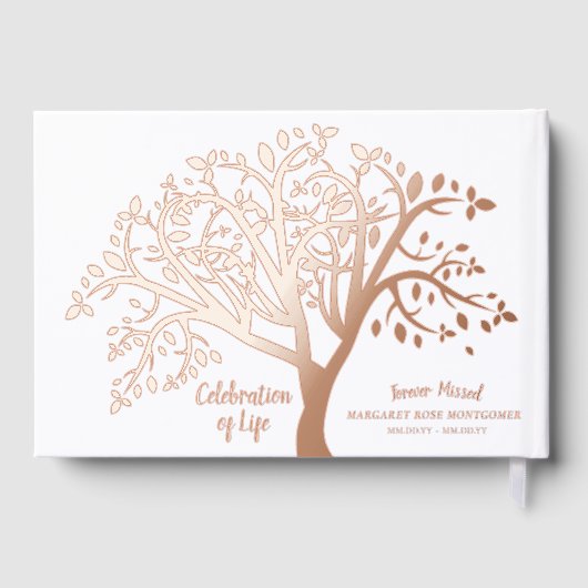 Viering van Life Tree Modern Script Gastenboek (Achterkant)