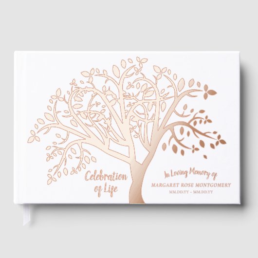 Viering van Life Tree Modern Script Gastenboek (Voorkant)