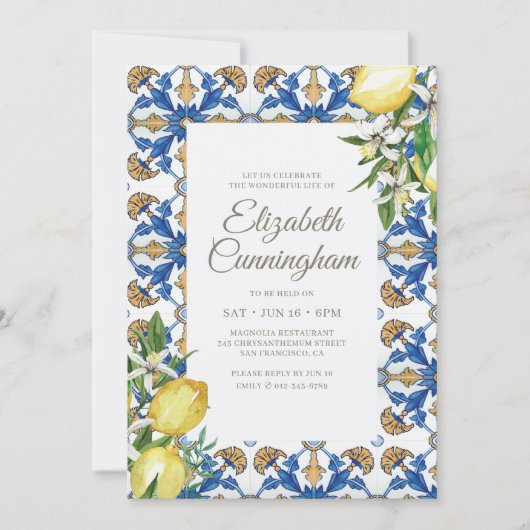 Viering van Life Waterverf Mediterrane Tegels Kaart (Voorkant)