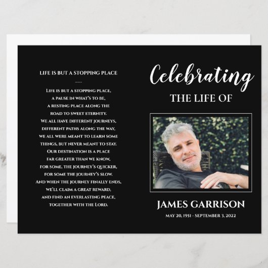 Viering van Life White over het zwarte begrafenisp (Voorkant / Achterkant)