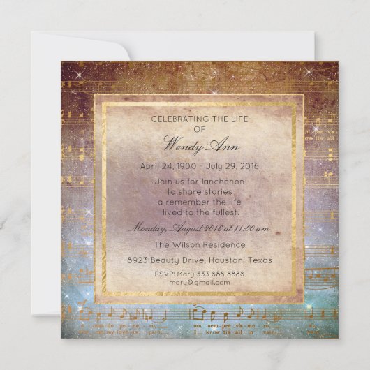 Viering van Live Golden Music Kaart (Voorkant)