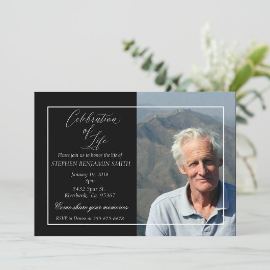 Viering van Live Memorial Service Aangepaste foto Kaart (Staand voorkant)