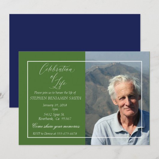 Viering van Live Memorial Service Aangepaste foto Kaart (Voorkant / Achterkant)