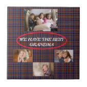 Viering van mijn oma Tartan Plaid White Font Tegeltje (Voorkant)