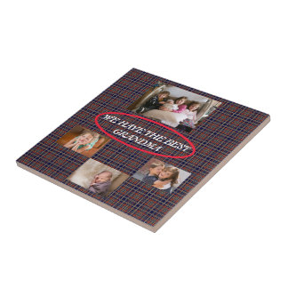 Viering van mijn oma Tartan Plaid White Font Tegeltje