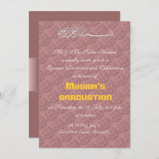 Viering van moslims in Roze Allah Kaart (Voorkant / Achterkant)