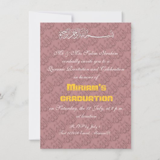 Viering van moslims in Roze Allah Kaart (Voorkant)