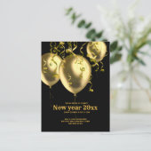 Viering van Nieuwjaar Goud op zwart Briefkaart (Staand voorkant)