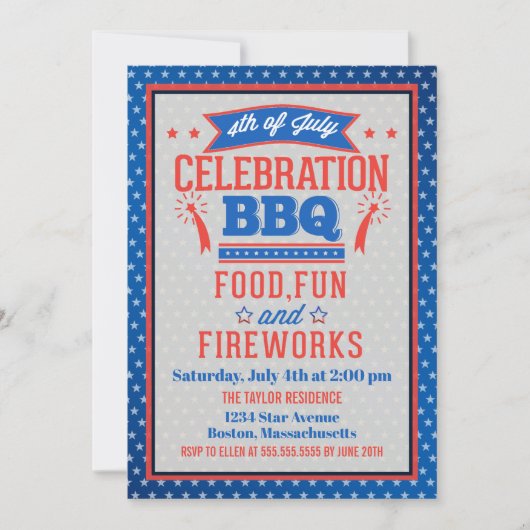 Viering van Onafhankelijkheidsdag BBQ-feest Kaart (Voorkant)