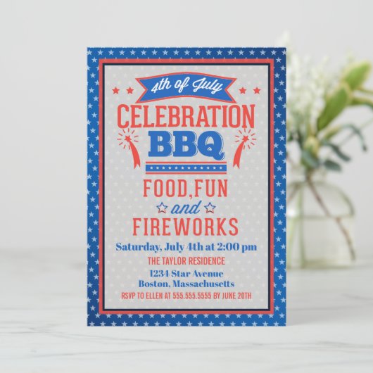 Viering van Onafhankelijkheidsdag BBQ-feest Kaart (Staand voorkant)