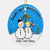 Viering van ons eerste kerstfeest Funny Snowman ko Keramisch Ornament (Links)