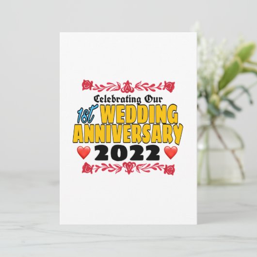 Viering van onze eerste trouwdag 2022 kaart (Staand voorkant)