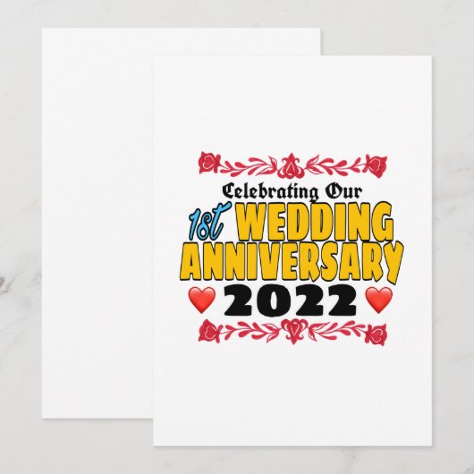 Viering van onze eerste trouwdag 2022 kaart (Voorkant / Achterkant)