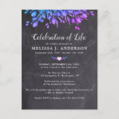 Viering van Paarse eucalyptusslaag voor het leven Uitnodiging Briefkaart (Voorkant)