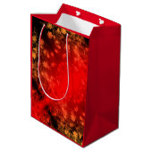 Viering van Red Gold Sparkle Lights op Black Medium Cadeauzakje (Achterkant Gekanteld)