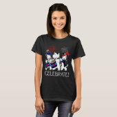 Viering van Vier Juli Terrierhonden Marcheren T-shirt (Voorkant volledig)
