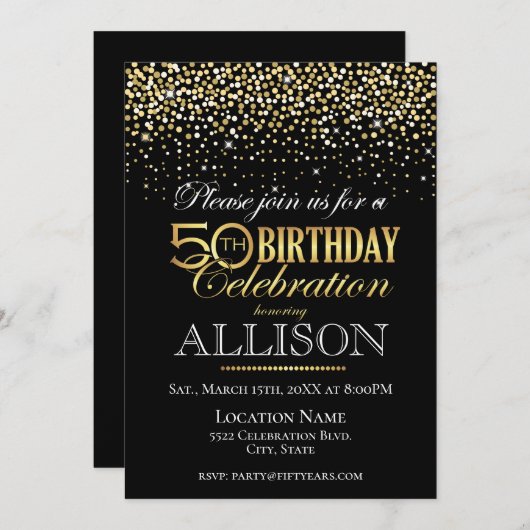 Viering van vijftig jaar verjaardag kaart (Voorkant / Achterkant)