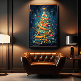 "Viering van Whimsy: grillige kerstboom Poster