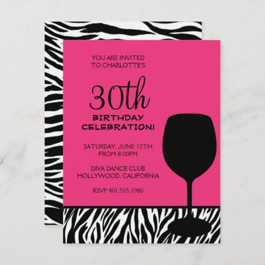 viering van zebra print kaart (Voorkant / Achterkant)