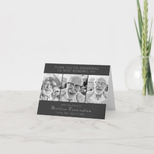 Viering van zijn moderne, eenvoudige drie foto's bedankkaart