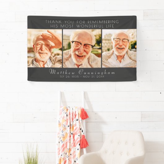 Viering van zijn moderne, eenvoudige drie foto's spandoek (Insitu)