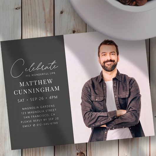 Viering van zijn prachtige leven Moderne Eenvoudig Uitnodiging Briefkaart